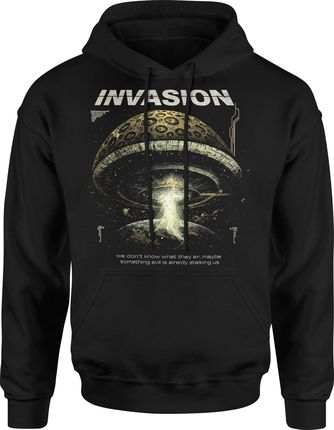 Invasion Z Kosmitami Statek Kosmiczny Alien Inwazja Kosmici Męska bluza z kapturem (S, Czerwony) - zdjęcie 2