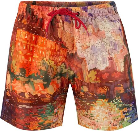 Spodenki szorty kąpielowe z artystycznym nadrukiem