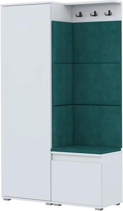 Elior Szafa z siedziskiem tapicerowanym biały + zielony Bilef 7X