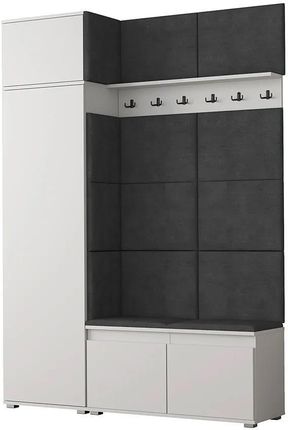 Elior Szafa z siedziskiem tapicerowanym biały + szary Redgun 3X