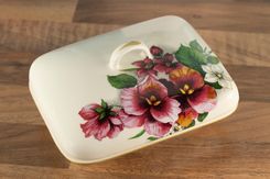 Zdjęcie Mieroszów Maselnica Bratki Polska Ceramika Pojemnik Na Masło 16714 - Bieruń