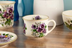 Zdjęcie Mieroszów Kubek Ceramiczny Bratki Kwiaty Kremowy 16118 - Trzebinia