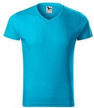Bawełniana koszulka męska T-shirt Fit V-neck MALFINI Turkus