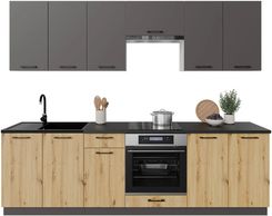 Zdjęcie Stolkar Zestaw Mebli Kuchennych Alto 260cm Laminat Dąb Artisan/Grafitowy - Mrocza