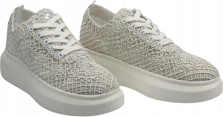 Buty Sportowe Damskie Sneakersy Vinceza 17371 Białe Koronkowe Tęgość G 1/2