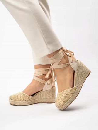 ESPADRYLE Esprito NA KOTURNIE SANDAŁY BEŻOWE 41