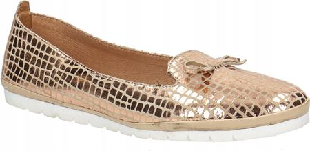 Skórzana balerina damska z kokardką Pollonus miedz rosa croco 5-1336-006 37