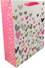 Zdjęcie Torebka Prezentowa Z Serduszkami Biała 260X100X320 70192BIA - Tarczyn