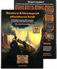 Playmaty Księga RPG Western & Steampunk – 18 map A3 do sesji RPG z siatką