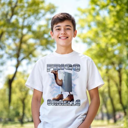 Koszulka biała dziecięca Frigo Camello viral tiktok brainrot mem r. 146 - zdjęcie 4