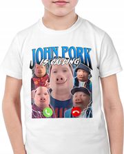 Koszulka biała dziecięca John Pork Calling viral tiktok brainrot mem r. 122