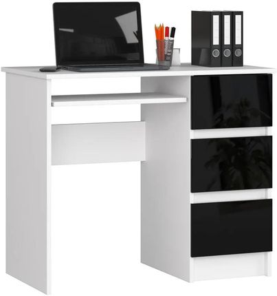 Młodzieżowe nowoczesne biurko do nauki biały + czarny połysk Armila 2X