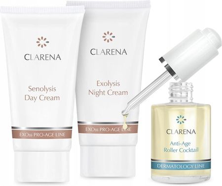 Clarena Zestaw Kosmetyków Do Twarzy Kremy Serum Na Dzień I Noc 30Ml 30Ml 30Ml