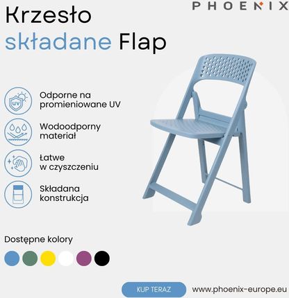 Phoenix Flap Składane Krzesło Nowoczesny Design Grape Fioletowy - zdjęcie 5