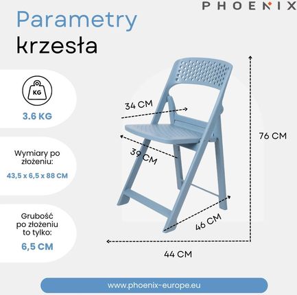 Phoenix Flap Składane Krzesło Nowoczesny Design Grape Fioletowy - zdjęcie 4