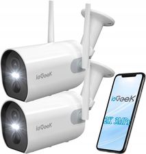 Iegeek Kamera Zewnętrzna Wifi Ip Kamery Fhd 2K 3Mpx 4X Zoom Na 5200Mah Aku 2szt.