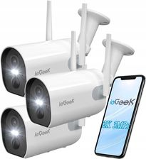 Iegeek Kamera Zewnętrzna Wifi Ip Kamery Fhd 2K 3Mpx 4X Zoom Na 5200Mah Aku 3szt.