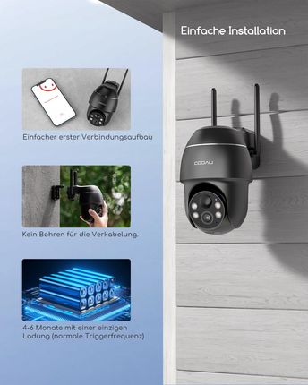 Cooau Bezprzewodowa Kamera Solarna Obrotowa Zewnętrzna Wifi Ip 5Mpx Monitoring X4 - zdjęcie 2