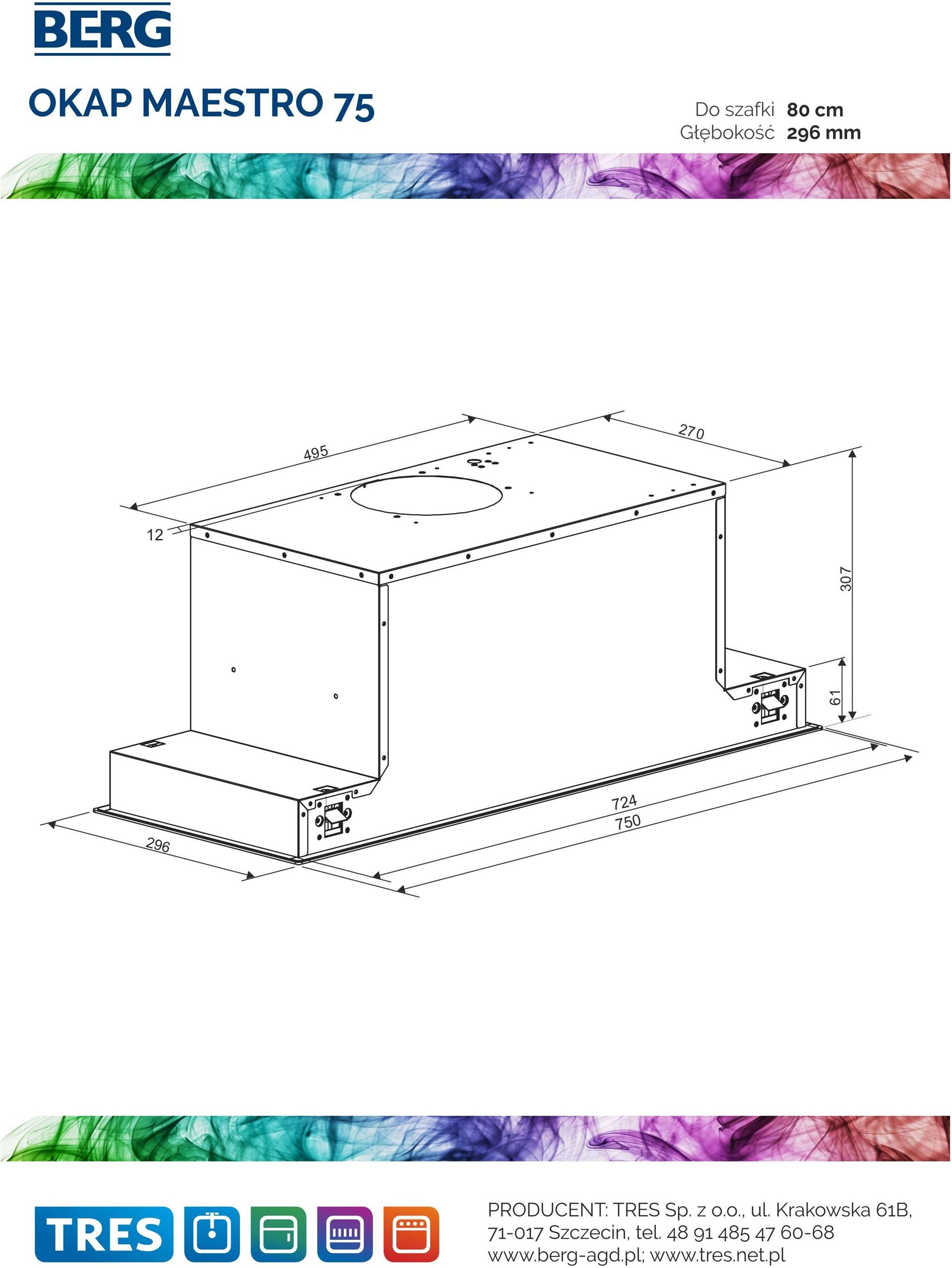 фото Витяжка вбудована Berg Maestro 80 White (MAEOPPODWH8025)