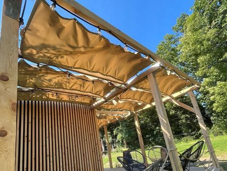 Sun Shade Żagiel Wodoszczelny Rozsuwany Zwijany Na Konstrukcję Pergoli Beżowy 2,5X3 - zdjęcie 2
