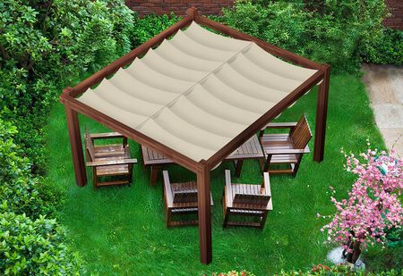 Sun Shade Żagiel Wodoszczelny Rozsuwany Zwijany Na Konstrukcję Pergoli Beżowy 2,5X3 - zdjęcie 4