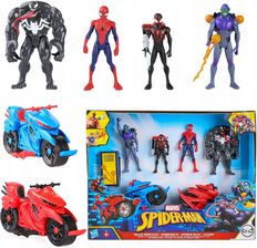 Hasbro Zestaw 4 Figurek Spiderman Venom Goblin Miles Morales +2 Pojazdy +Akcesoria