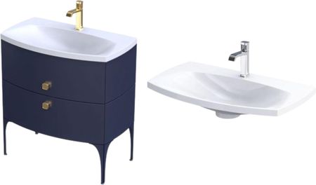 Zestaw - Szafka podumywalkowa 82 cm Oristo Louis granatowy mat OR50-SD2S-82-14 + Umywalka meblowa 82×48 cm Oristo Louis biała UME-LU-82-92