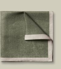 Charles Tyrwhitt Silk Linen Pocket Square — Sage Green Kontrastowa poszetka z lnu i jedwabiu Poszetki