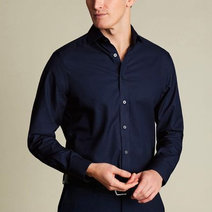 Charles Tyrwhitt Non-Iron Twill Shirt — Navy - Extra Slim fit | 38 | 86 Koszula non-iron o splocie diagonalnym Formalne