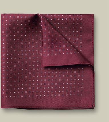 Charles Tyrwhitt Silk Geo Print Pocket Square — Dark Pink Wzorzysta poszetka z jedwabiu Poszetki