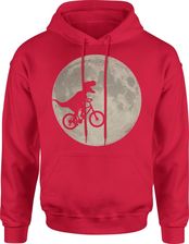 Dinozaur Księżyc Rower T-rex Dino Męska bluza z kapturem (XXL, Czerwony) - zdjęcie 1