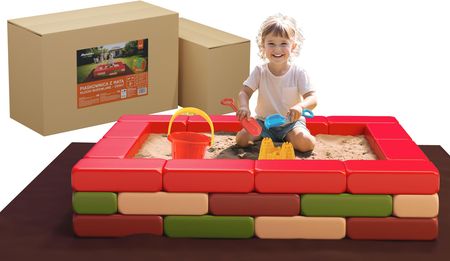 Marioinex XXL Piaskownica z klocków 43 el, 124x93 cm Podkład ZABAWKI GRATIS