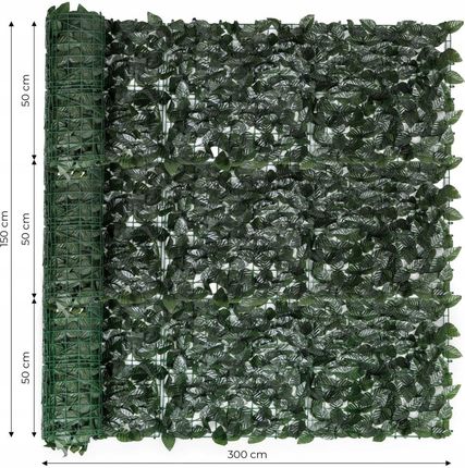 Multigarden Sztuczny Bluszcz Żywopłot 300X150cm Zielona Osłona Na Balkon Maskująca 1825036315 - zdjęcie 6