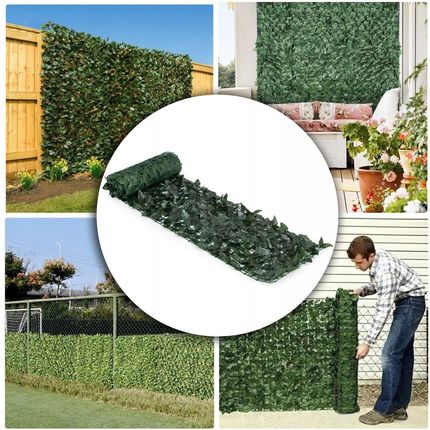 Multigarden Sztuczny Bluszcz Żywopłot 300X150cm Zielona Osłona Na Balkon Maskująca 1825036315 - zdjęcie 3