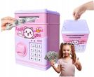 Skarbonka Sejf Dla Dzieci Elektryczna Na Baterie Kluczyk Monety Banknoty