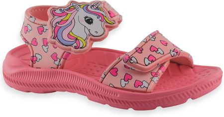Dziewczęce piankowe sandałki na lato z jednorożcem Axim 25423 Różowe