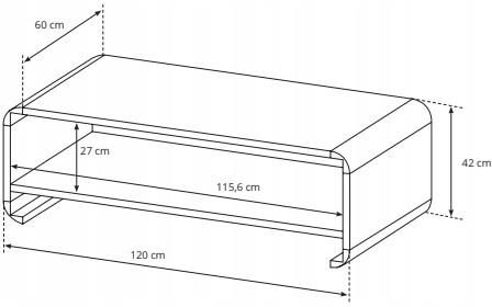 Dmk Stolik Kawowy Dąb Sonoma 120X42X60Cm Nowoczesny (Linf) - zdjęcie 3