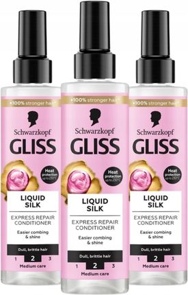 Gliss Kur Liquid Silk Ekspresowa Odżywka Do Włosów 3x200ml
