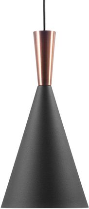 Beliani Lampa wisząca czarna z miedzianym glamour metalowa stożkowaty klosz 190 cm Tagus