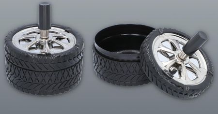 Gentelo Elegancka Popielniczka Okrągła W Kształcie Opony Czarna 9,5cm 61500 - zdjęcie 3