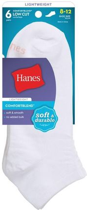 Skarpety damskie białe z USA duży rozmiar 41-46 Hanes 6 par