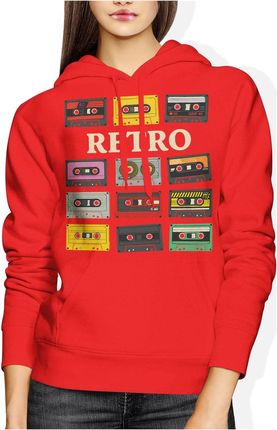 Retro kasety magnetofonowe lata 80 90 Damska bluza z kapturem (L, Szary) - zdjęcie 2