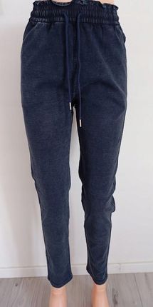 JEGGINSY Spodnie jeansy damskie XL/2XL GRANAT wysoki stan kieszenie