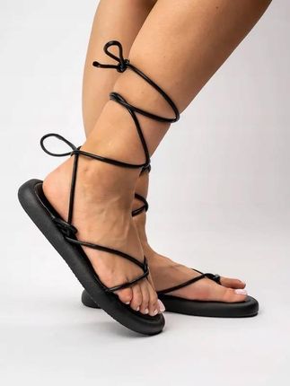 Sandały Aurora RZYMIANKI GLADIATORKI WIĄZANE CZARNE 39