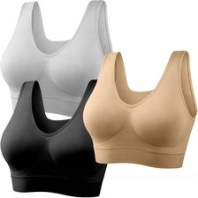 3XL 3-pak Biustonoszy Bezszwowych bez Zapięć i Fiszbin z Push-up Wkładkami