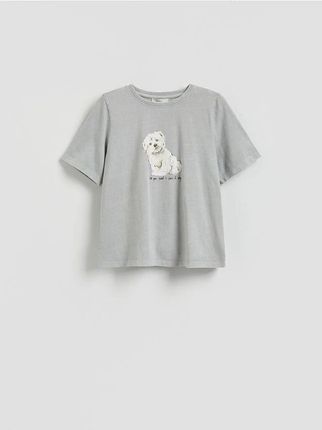 Reserved - T-shirt z nadrukiem - jasnoszary