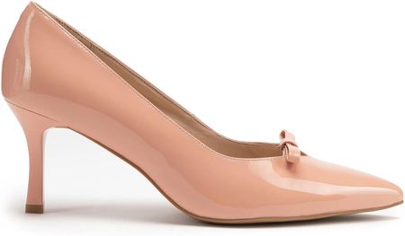 Damskie czółenka ze skóry lakierowanej z noskiem w szpic różowe