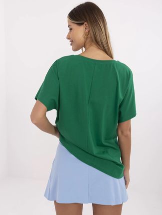 Zielony t-shirt oversize z napisem Manhattan - zdjęcie 2