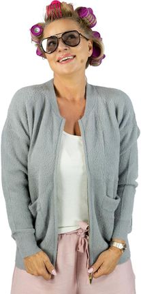 Krótki kardigan sweter rozpinany z puszystej dzianiny "COCO CHIC"