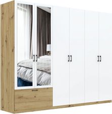 Zdjęcie Intermeble Szafa Alta 6D1S Dąb Artisan Biała Z Lustrem - Poznań